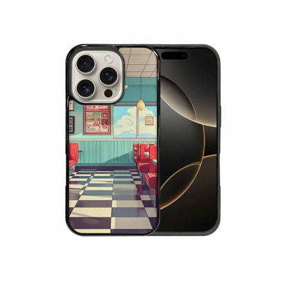 iPhone 16 Pro Case — 1950s Diner Cartoon Art Pattern, Custom Printed Phone Case