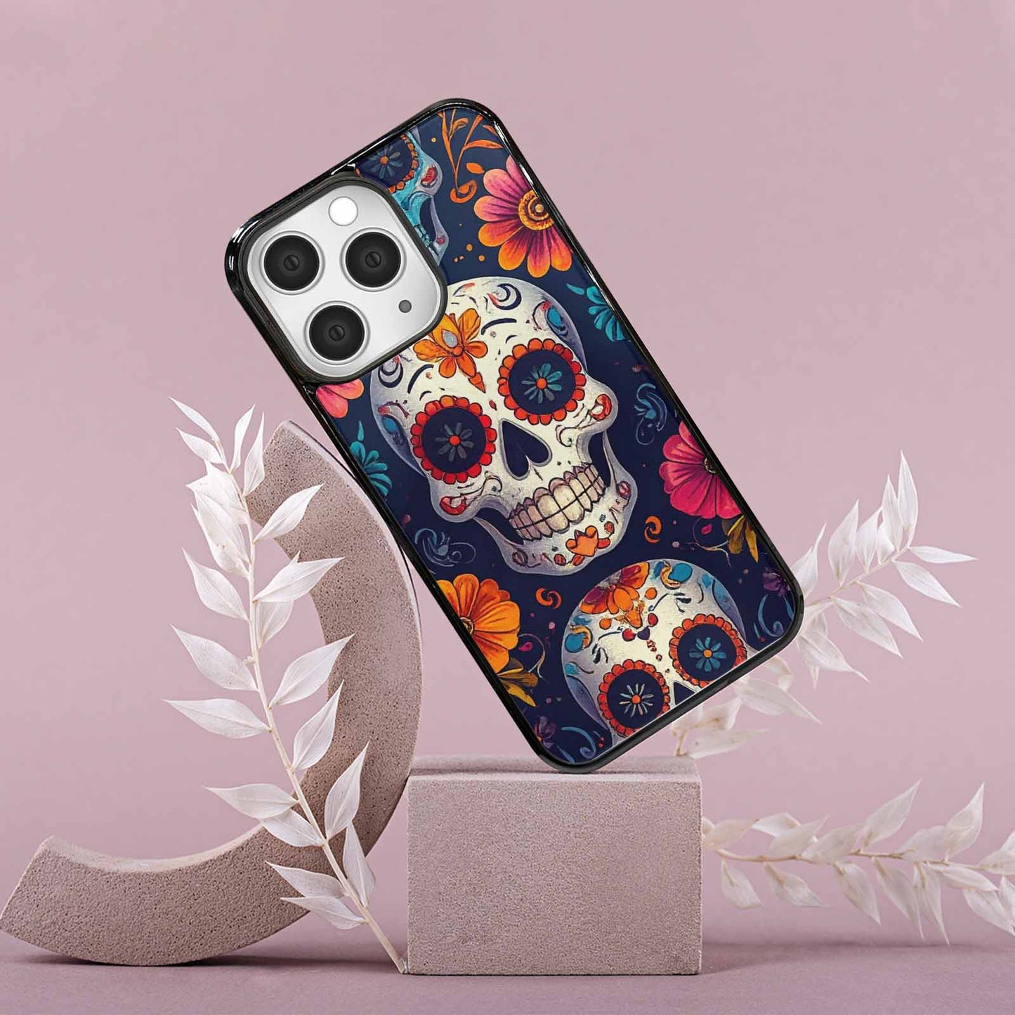 iPhone 15 Pro Max Case — Day Of Dead Sugar Skull Custom, Custom Printed Phone Case