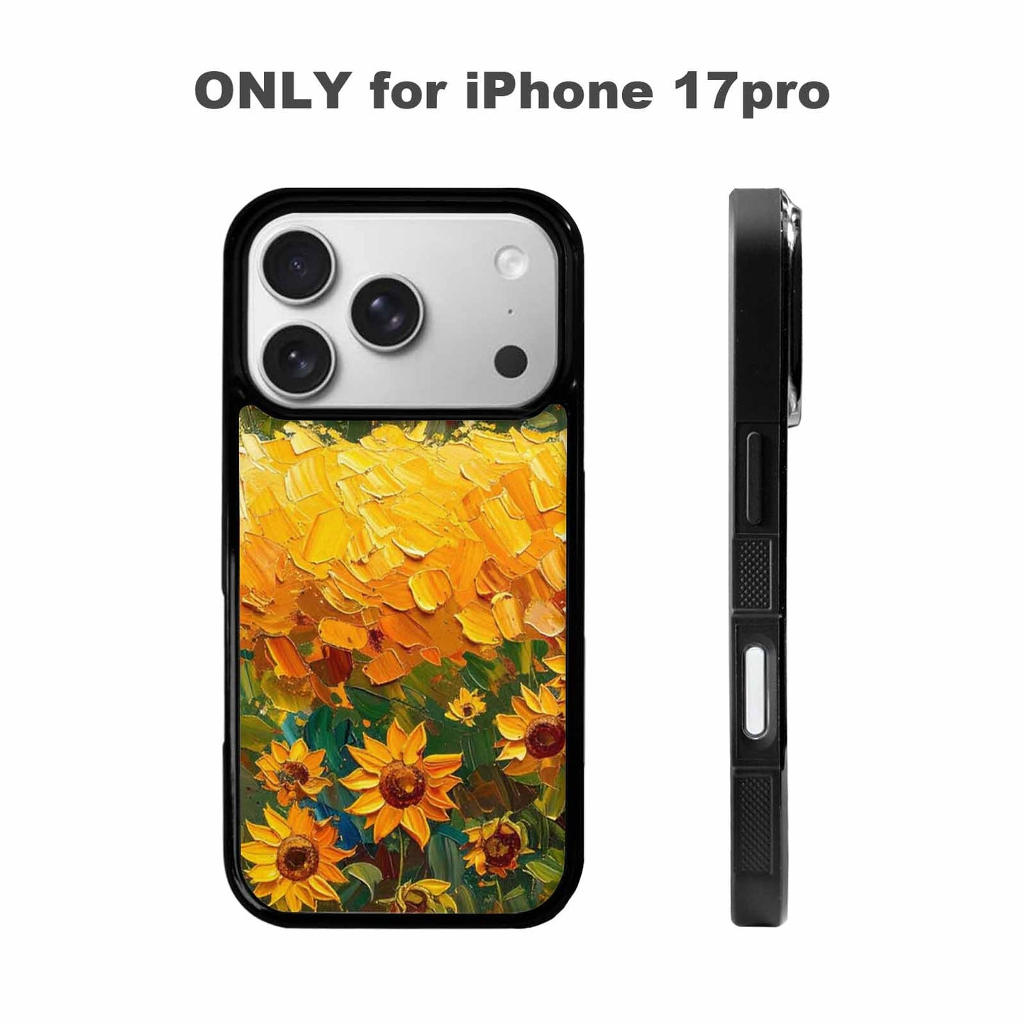 iPhone 17 Pro Case — Impressionist Sunflower Brushstroke Pattern Hundreds Floral, Original Design Phone Case