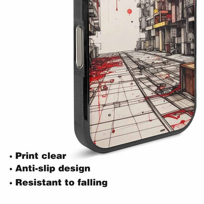 iPhone 16 Pro Max Case — Liminal Space Fragment Black Red Ink, Custom Made Phone Cover