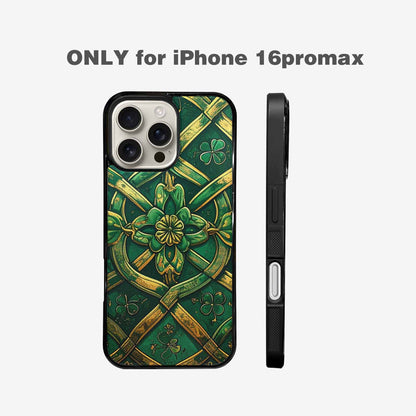 iPhone 16 Pro Max Case — Irish Celtic Knot Pattern Shamrocks Seamless, Original Design Phone Case