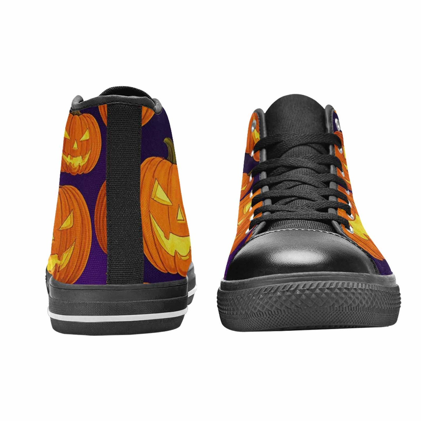 WOMEN'S Halloween Jackolantern Purple Sky High Top Canvas Surreal Custom Shoes