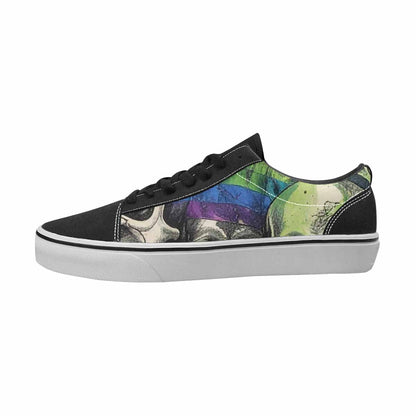 WOMEN'S Skulls Black & Green Ink Canvas One Of A Kind Y2K Handmade Custom Shoes