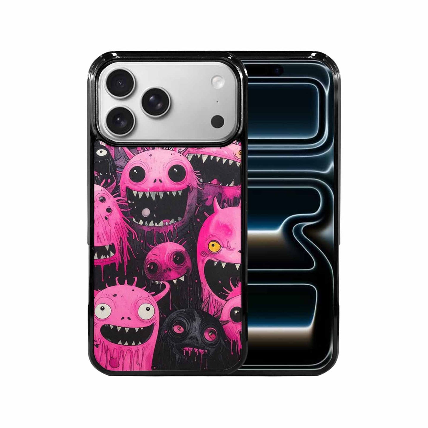 iPhone 17 Pro Max Case — Black &amp; Pink Ink Cartoon Cute, Customized Protective Case