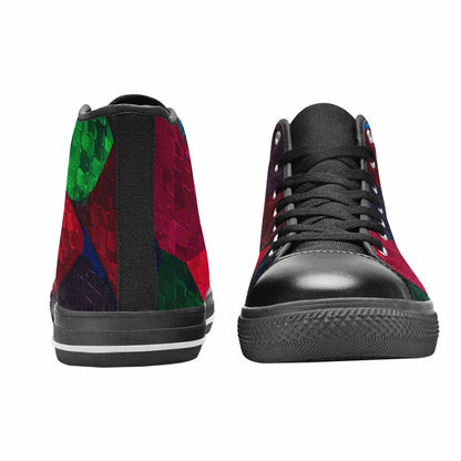 MEN'S Dark Snake Print High Top Canvas Vibrant Chaos Custom Shoes