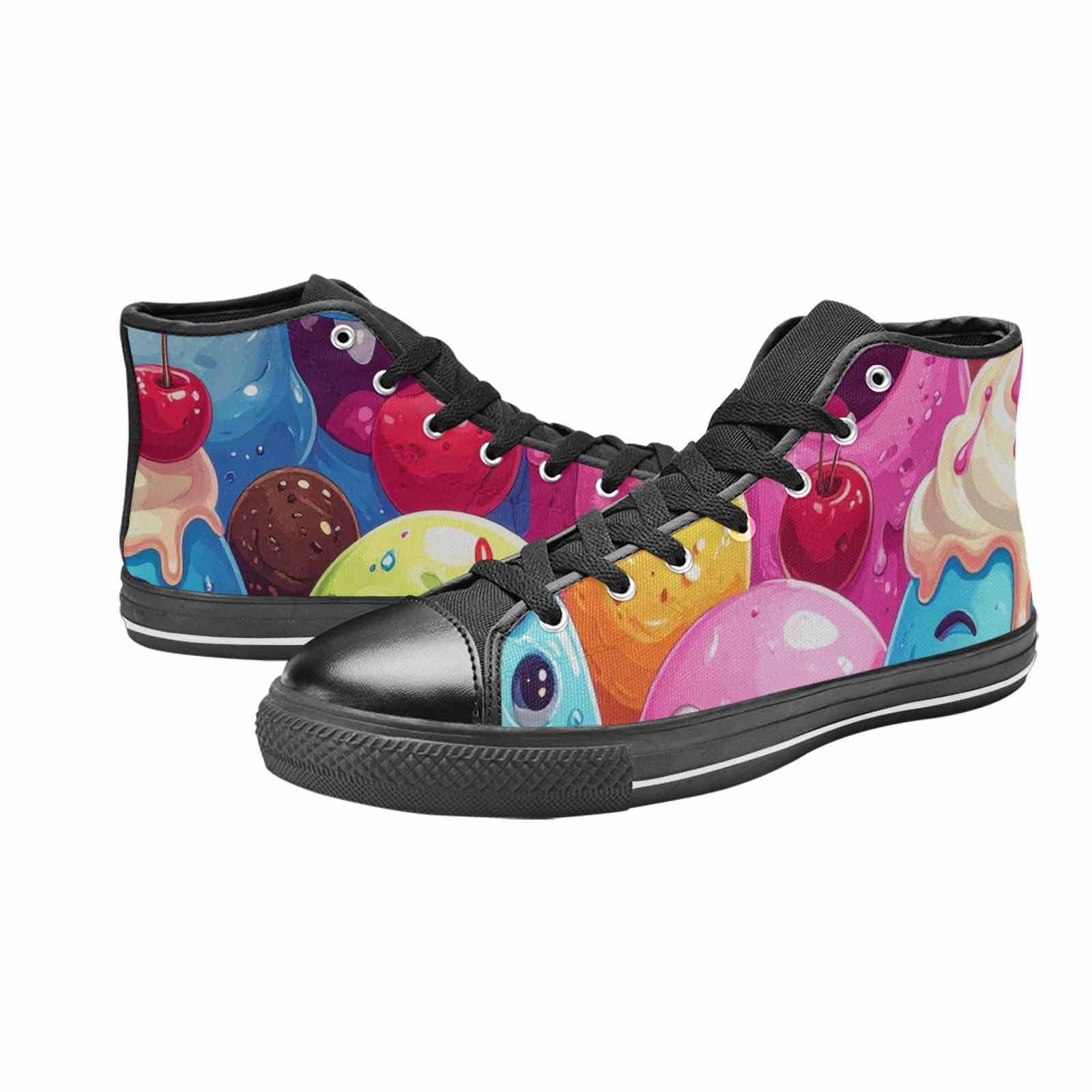 WOMEN'S Melting Icecream Monster Cherry High Top Canvas Dreamcore Sneakers