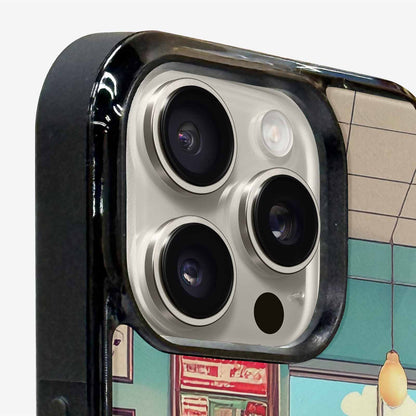 iPhone 16 Pro Case — 1950s Diner Cartoon Art Pattern, Custom Printed Phone Case