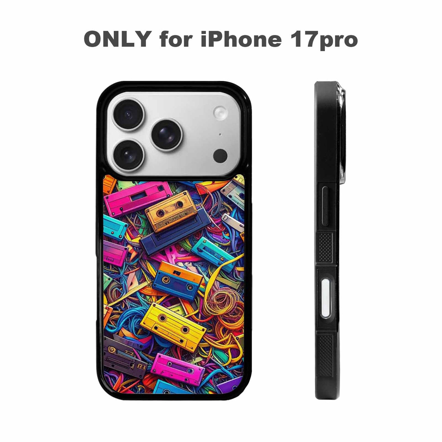 iPhone 17 Pro Case — Retro Cassette Tape Pattern Hundreds Retro, Custom Art Phone Cover