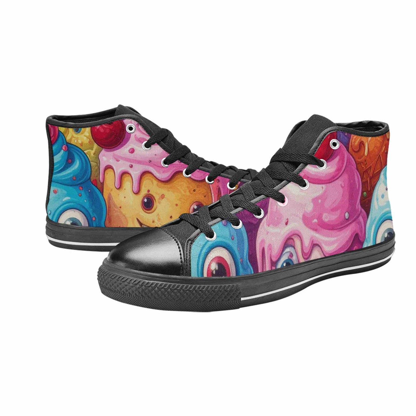 WOMEN'S Melting Icecream Monster Cherry High Top Canvas Dreamcore Sneakers