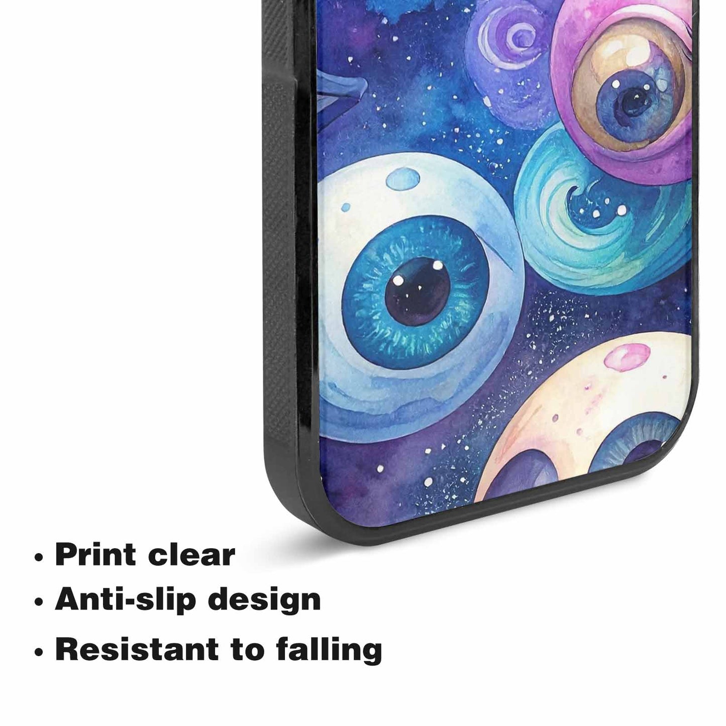 iPhone 15 Plus Case — Cartoon Eyeballs Galaxy, Custom Art Phone Cover
