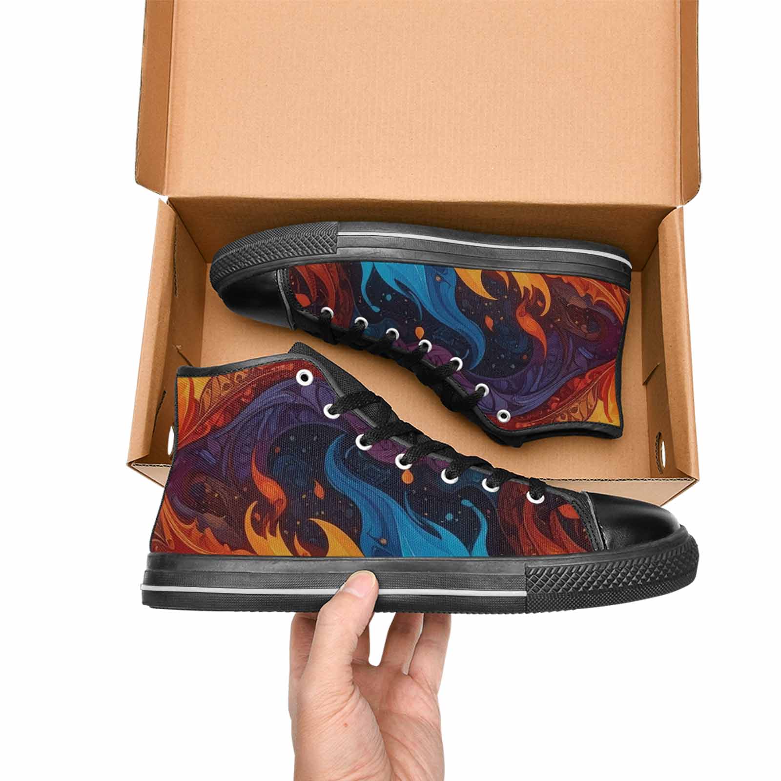 MEN'S Fire Flame High Top Canvas Aesthetic Sneakers