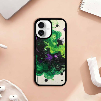 iPhone 17 Case — Black &amp; Green Ink Galaxy Space, Custom Designed Case Cover