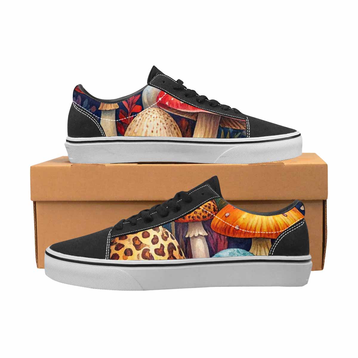 WOMEN'S Mushrooms Lace-Up Canvas Vibrant Chaos Sneakers