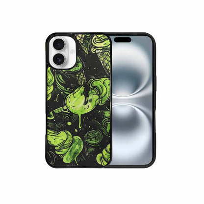 iPhone 16 Plus Case — Ice Cream Motif Black Green Ink, Custom Made Phone Cover