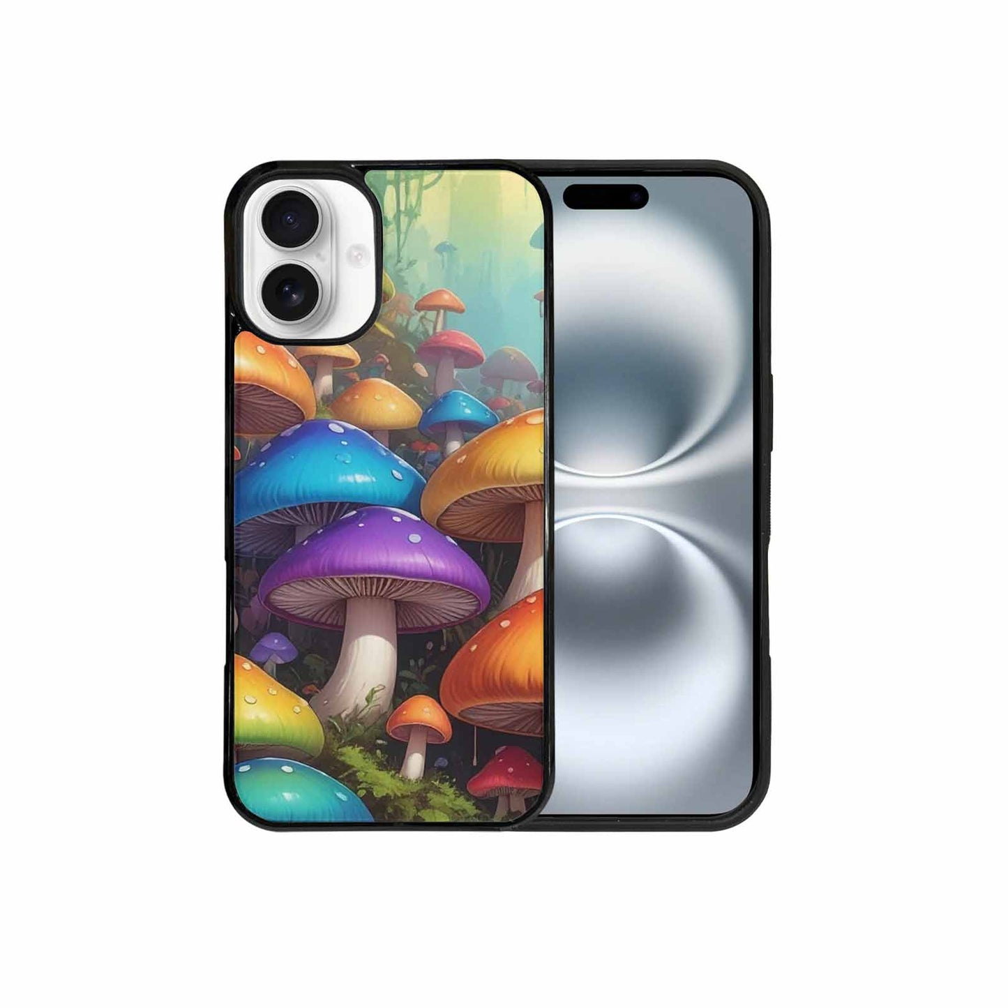 iPhone 16 Plus Case — Overlapping Endlessly No Empty Space Mushrooms, Custom Art Phone Cover