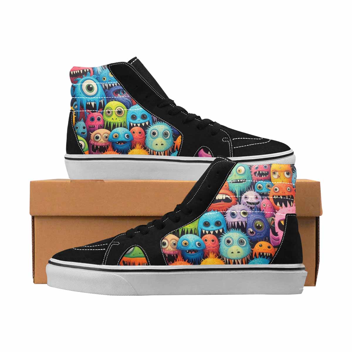 MEN'S Monsters High Top Canvas Made To Order Melting Art All Over Print Shoes