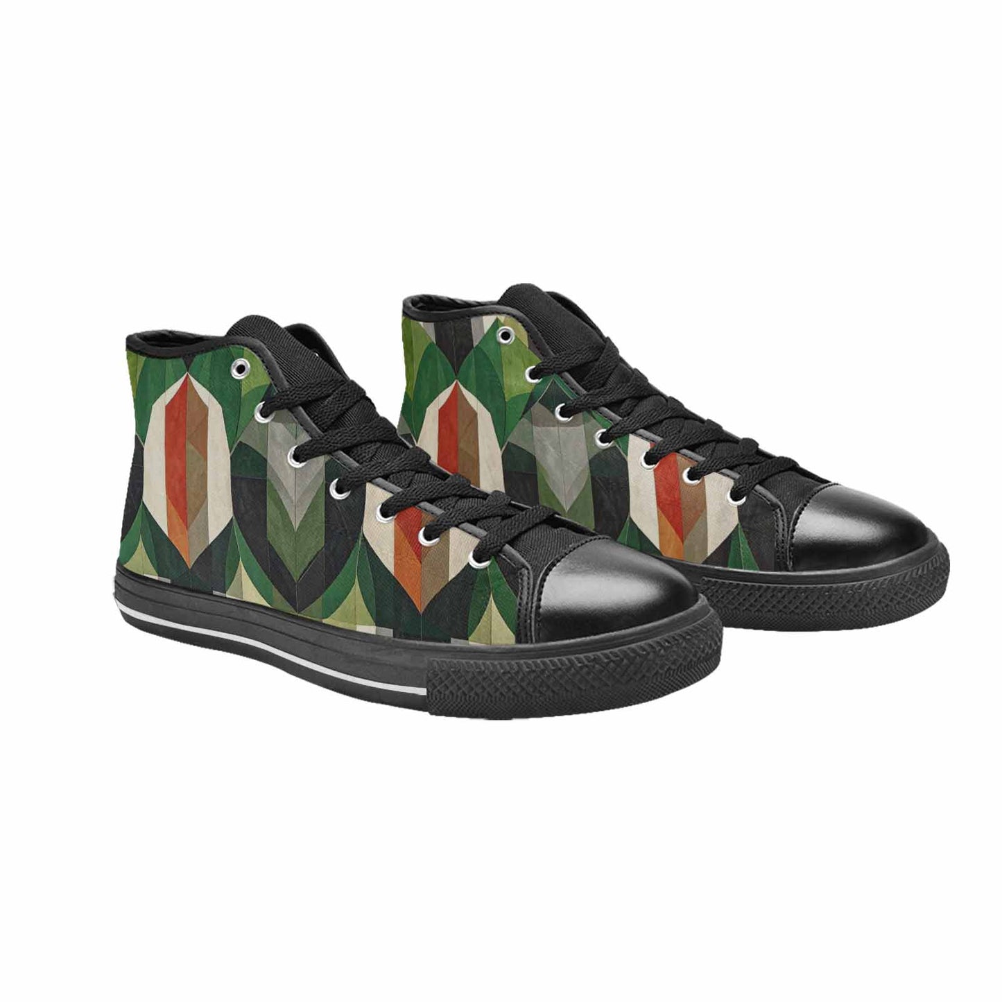 MEN'S Aromantic Flag Color High Top Canvas Vibrant Chaos Custom Shoes