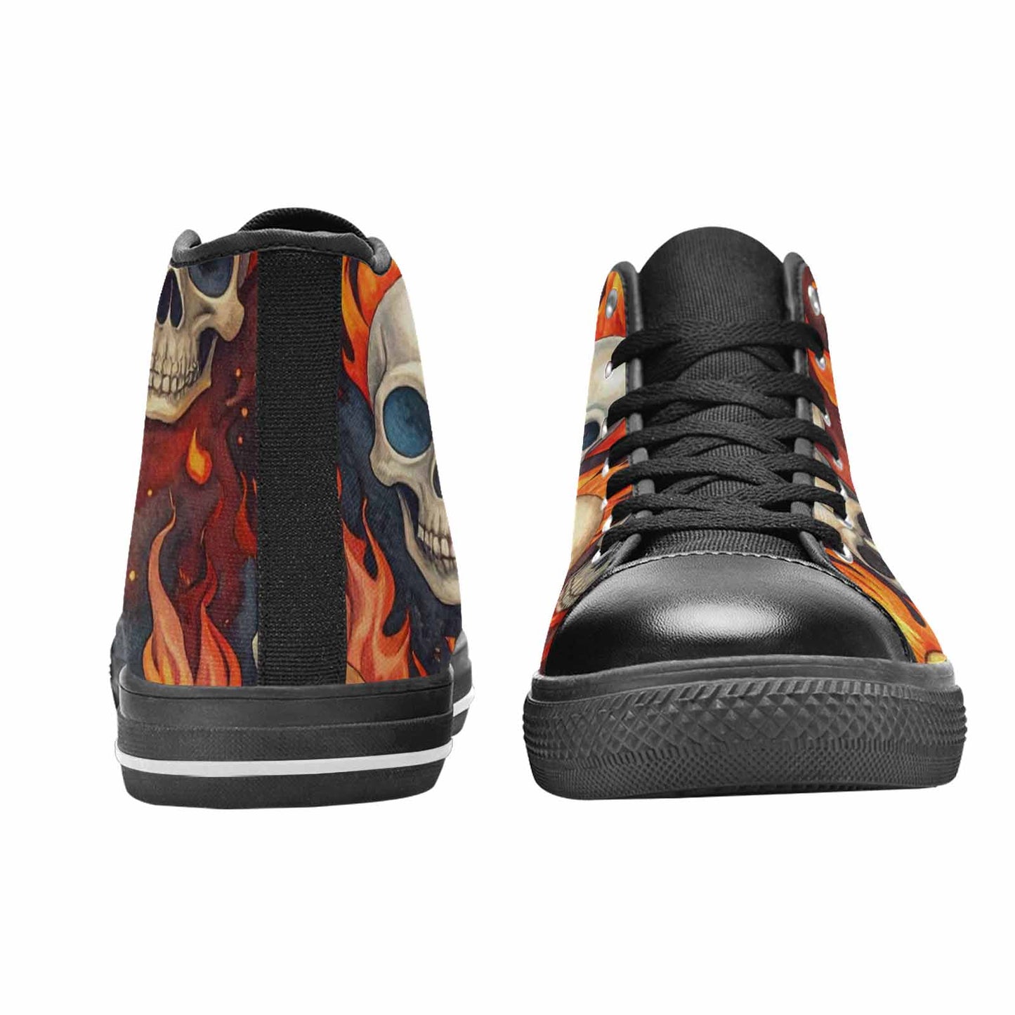 MEN'S Skulls - Flaming High Top Canvas Cottagecore Custom Sneakers