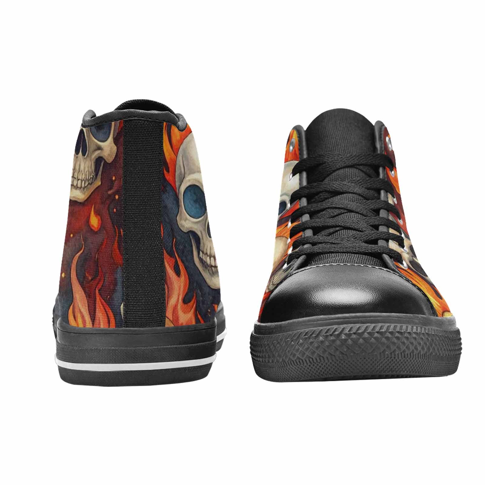 MEN'S Skulls - Flaming High Top Canvas Cottagecore Custom Sneakers