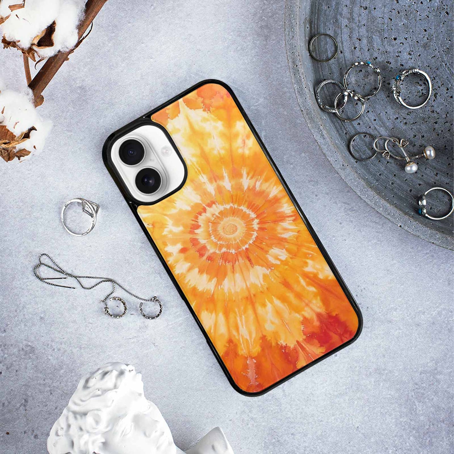 iPhone 16 Plus Case — Ombre Tie Dye Warm, Custom Phone Case