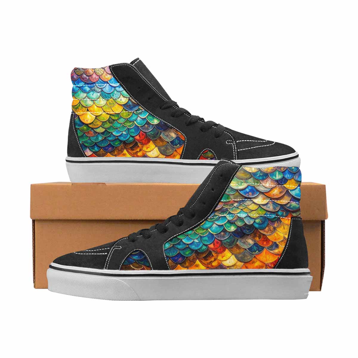 WOMEN'S Reptile Full Color High Top Canvas Graphic Print Vivid Custom Shoes