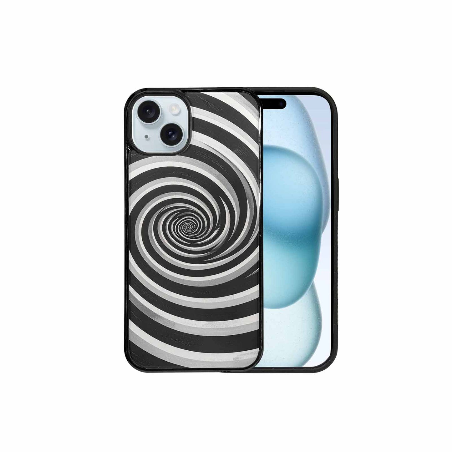 iPhone 15 Plus Case — Hypnotic Spiral Optical Illusion Motif High, Customized Protective Case