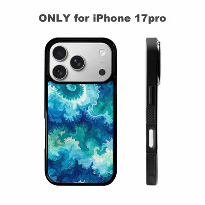 iPhone 17 Pro Case — Tie Dye Ocean Blues Blended Tie, Custom Made Phone Cover