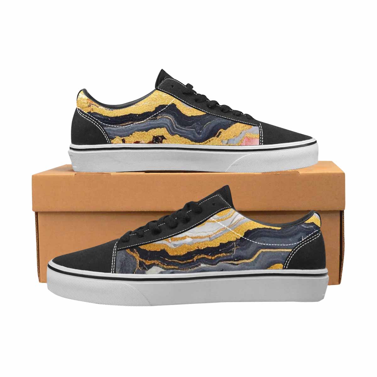 WOMEN'S Marble Vein Lace-Up Canvas Dreamlike Custom Shoes