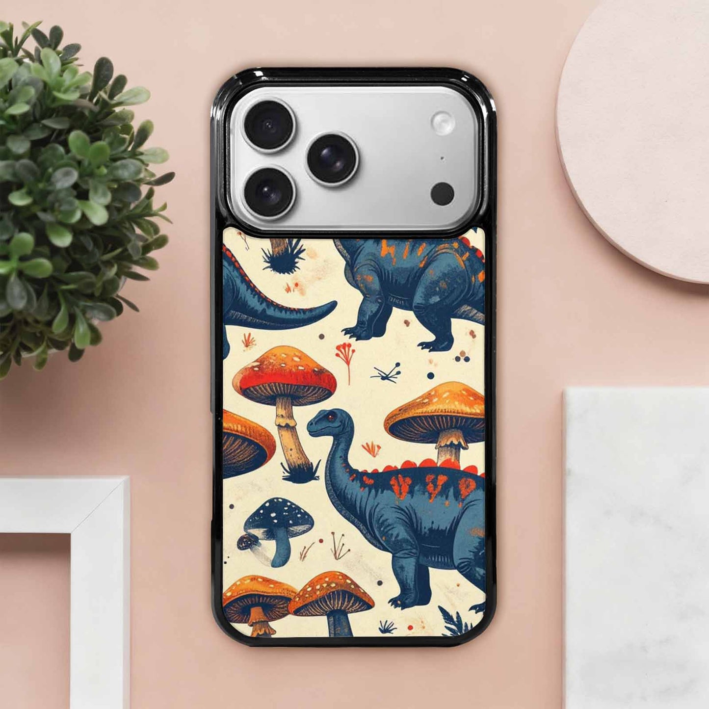 iPhone 17 Pro Max Case — Vintage Dinosaurs Mushroom Retro Vintage, Personalized Phone Case