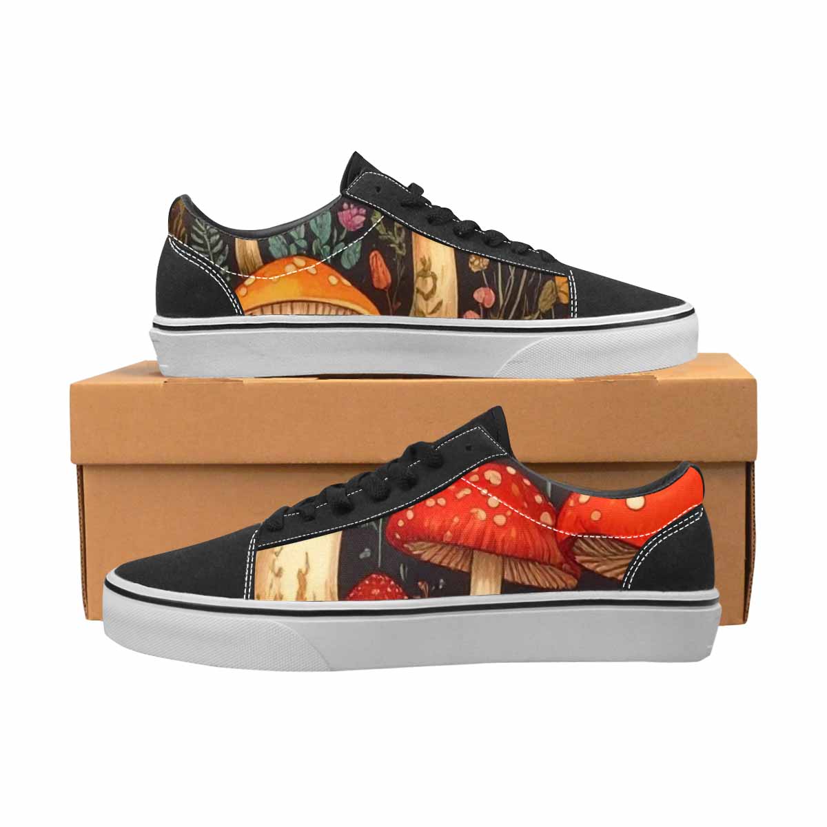 WOMEN'S Mushroom Canvas Lace-Up Cottagecore Custom Shoes