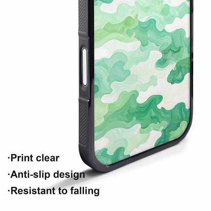 iPhone 17 Pro Case — Camo Mint Green White Camo, Custom Printed Phone Case