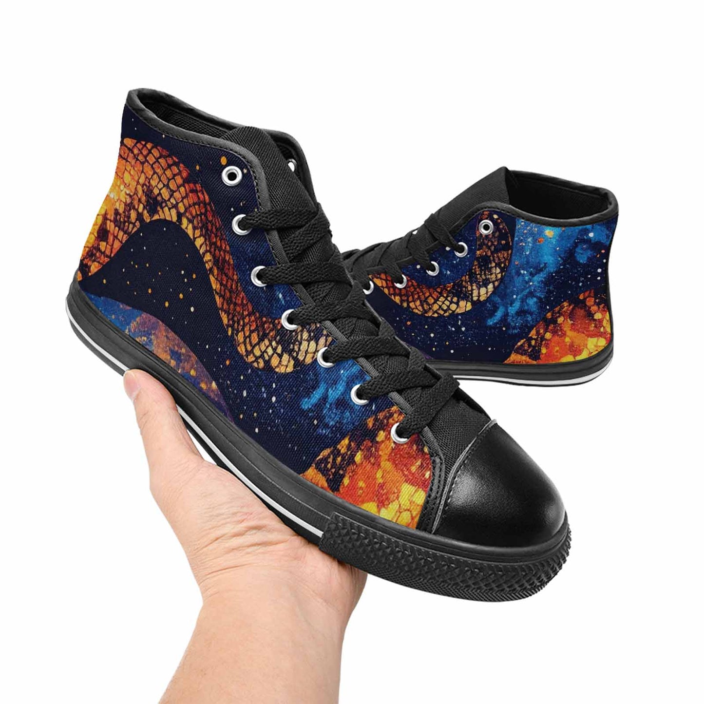 MEN'S Galaxy Snake Print High Top Canvas Y2K Custom Sneakers