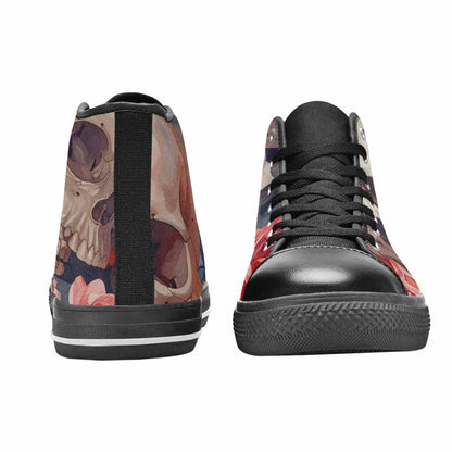 MEN'S Skulls Roses Soft Airbrush High Top Canvas Neon Fantasy Custom Sneakers
