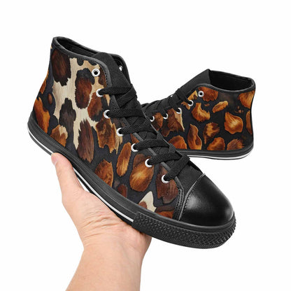 MEN'S Cow Animal Print High Top Canvas Aesthetic Custom Shoes