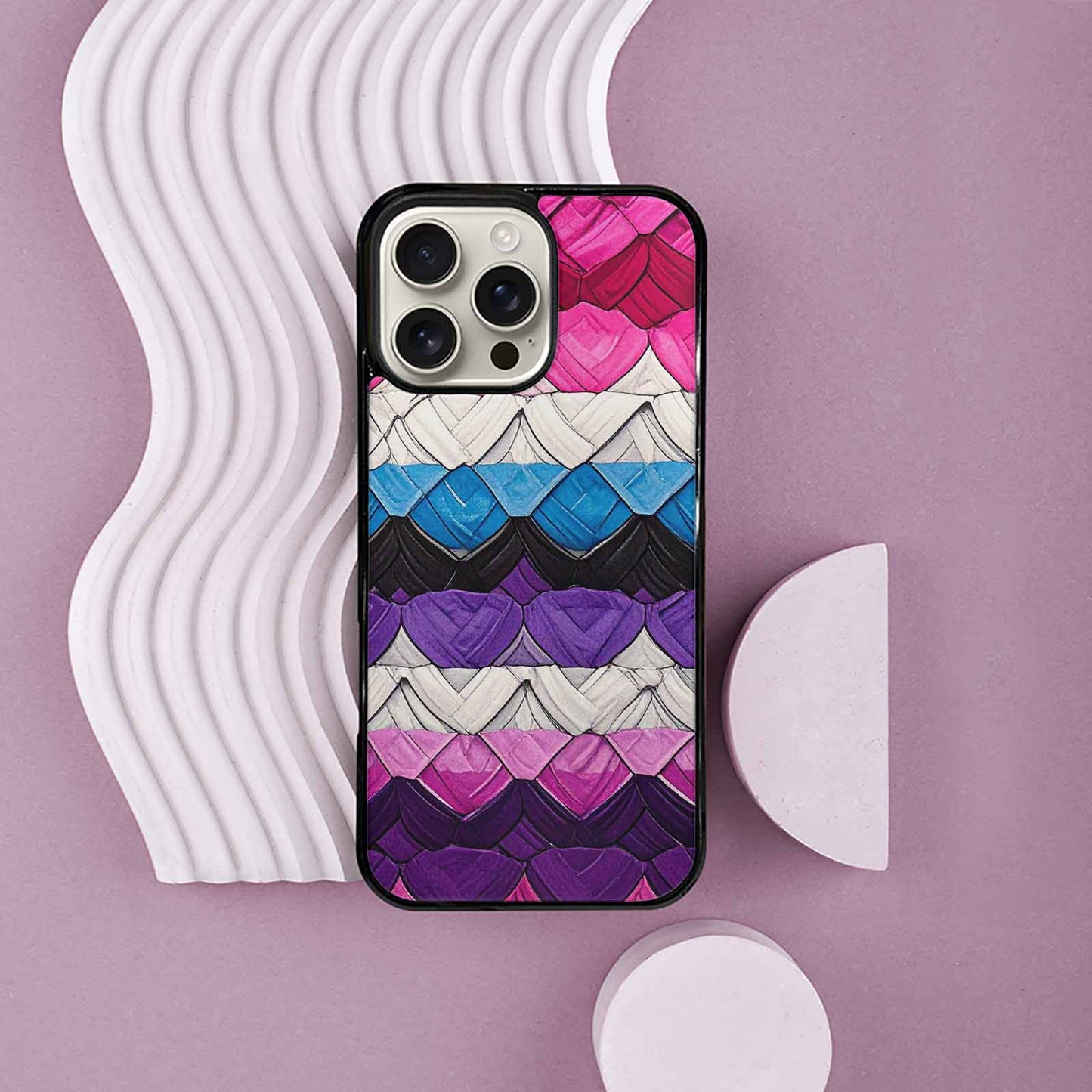 iPhone 16 Pro Max Case — Genderfluid Flag Color Theme Small Rainbow, Custom Designed Case Cover