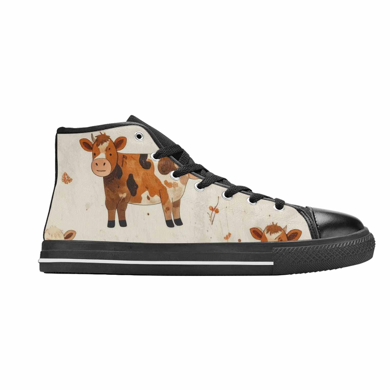 WOMEN'S Cow Animal Print High Top Canvas Surreal Sneakers