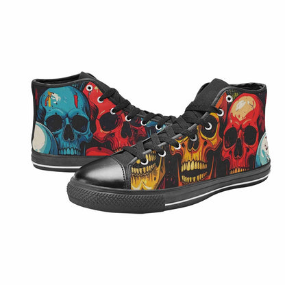 WOMEN'S Dripping Skulls Collage High Top Canvas Wallpaper Art Custom Shoes