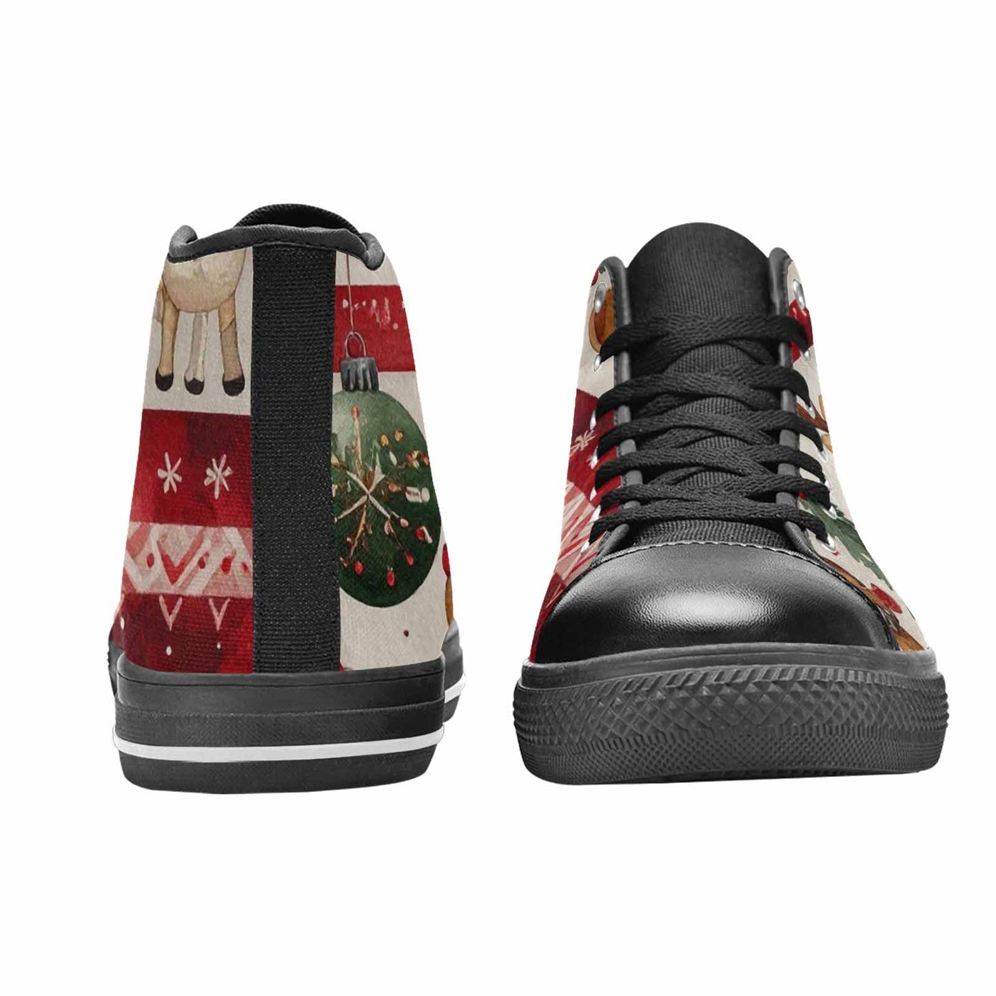 MEN'S Christmas Holly Snowflake High Top Canvas Wallpaper Art Shoes
