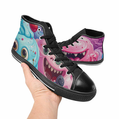 MEN'S Melting Icecream Monster Cherry High Top Canvas Aesthetic Sneakers