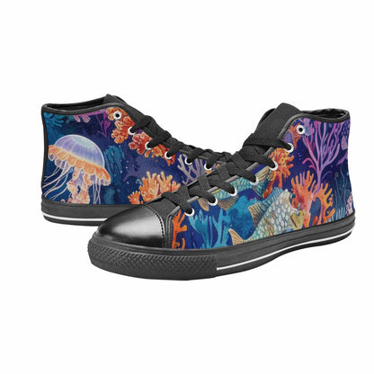 WOMEN'S Fish Scale Coral High Top Canvas Grunge Sneakers
