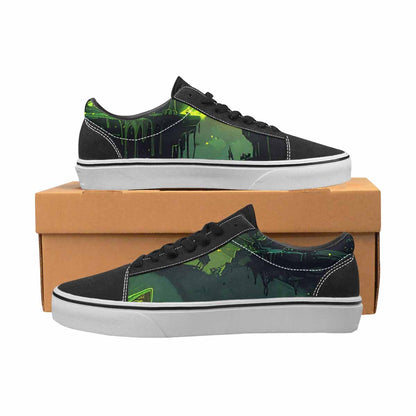 WOMEN'S Toxic Melting Skeleton Cats Lace-Up Canvas Kaleidoscope Sneakers