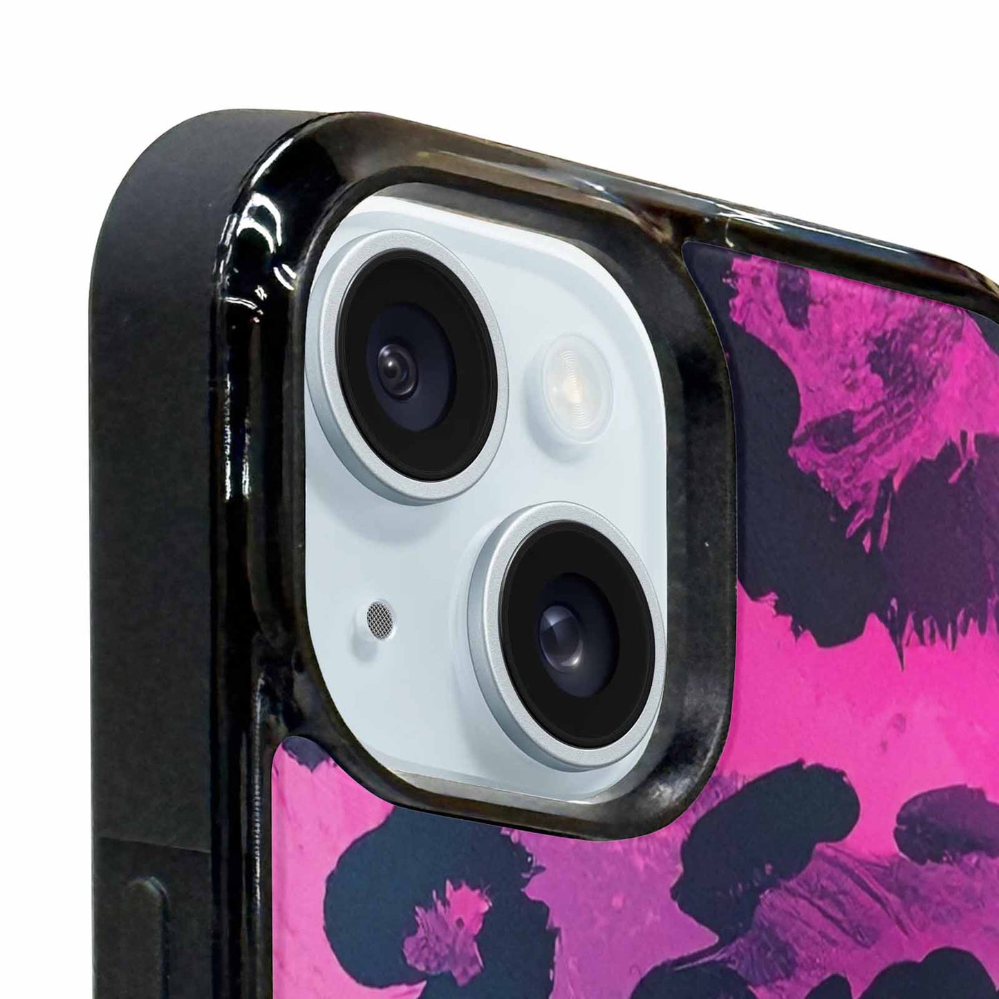 iPhone 15 Plus Case — Leopard Neon Pink Teal Airbrush, Personalized Phone Case