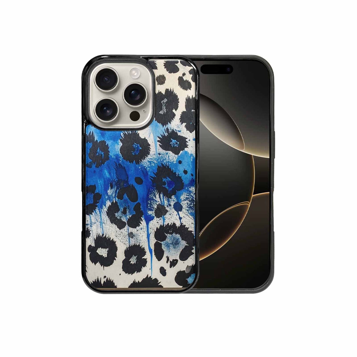 iPhone 16 Pro Case — Animal Print Black Blue Ink Animal, Personalized Phone Case