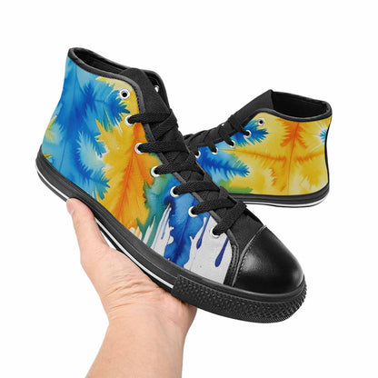 MEN'S Tie Dye Drip High Top Canvas Vivid Custom Shoes
