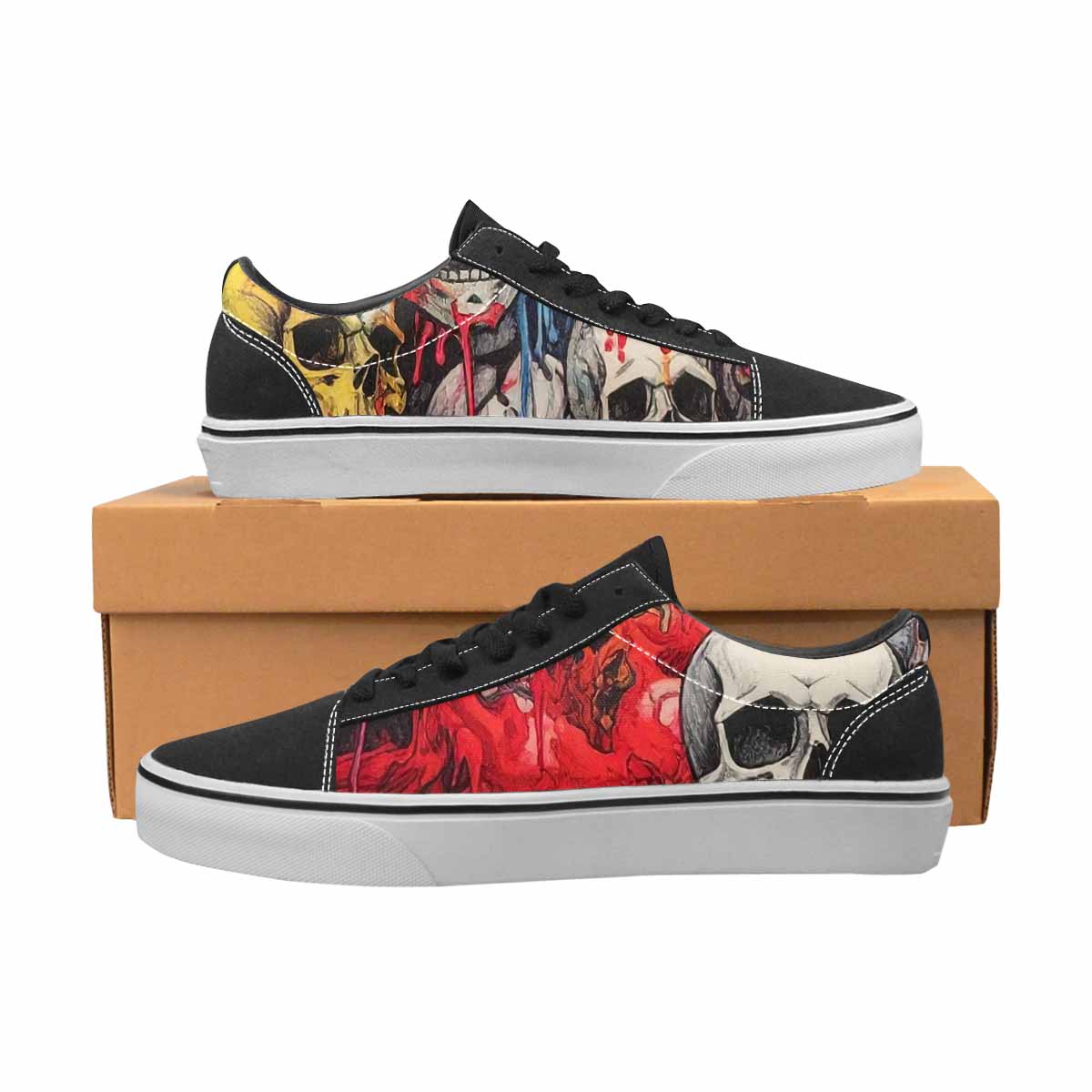 WOMEN'S Rainbow From Skull S Lace-Up Canvas Vivid Custom Sneakers