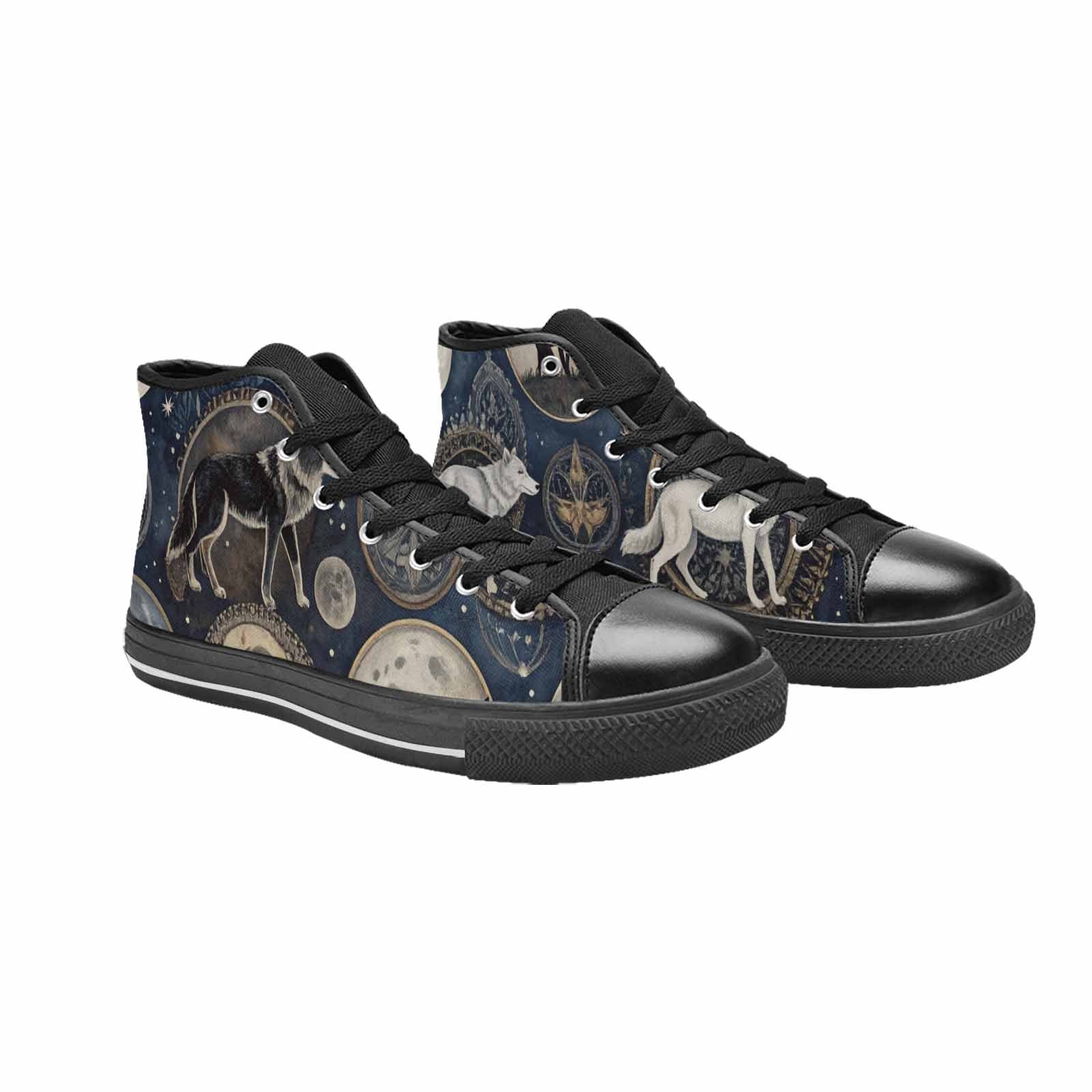 WOMEN'S Wolves Everywhere Collage High Top Canvas Dark Academia Sneakers