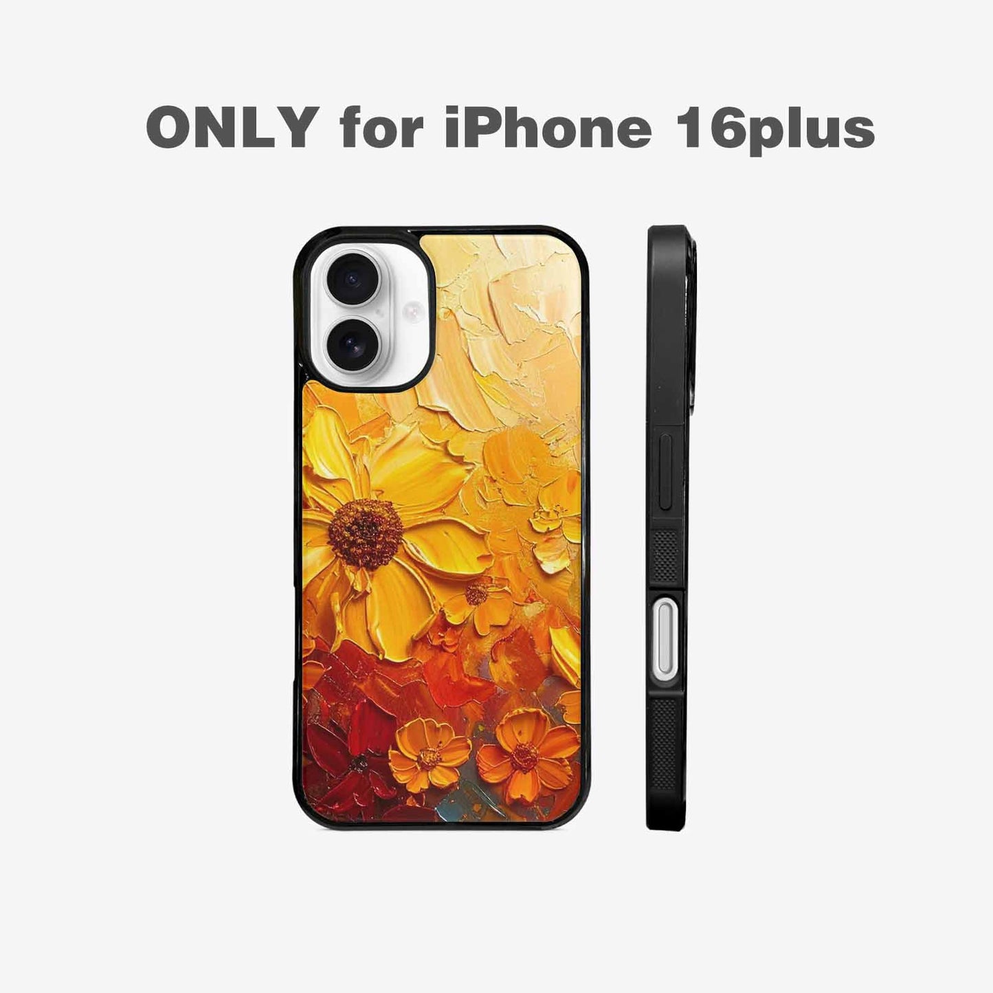 iPhone 16 Plus Case — Impressionist Sunflower Brushstroke Pattern Hundreds Of, Custom Made Phone Cover