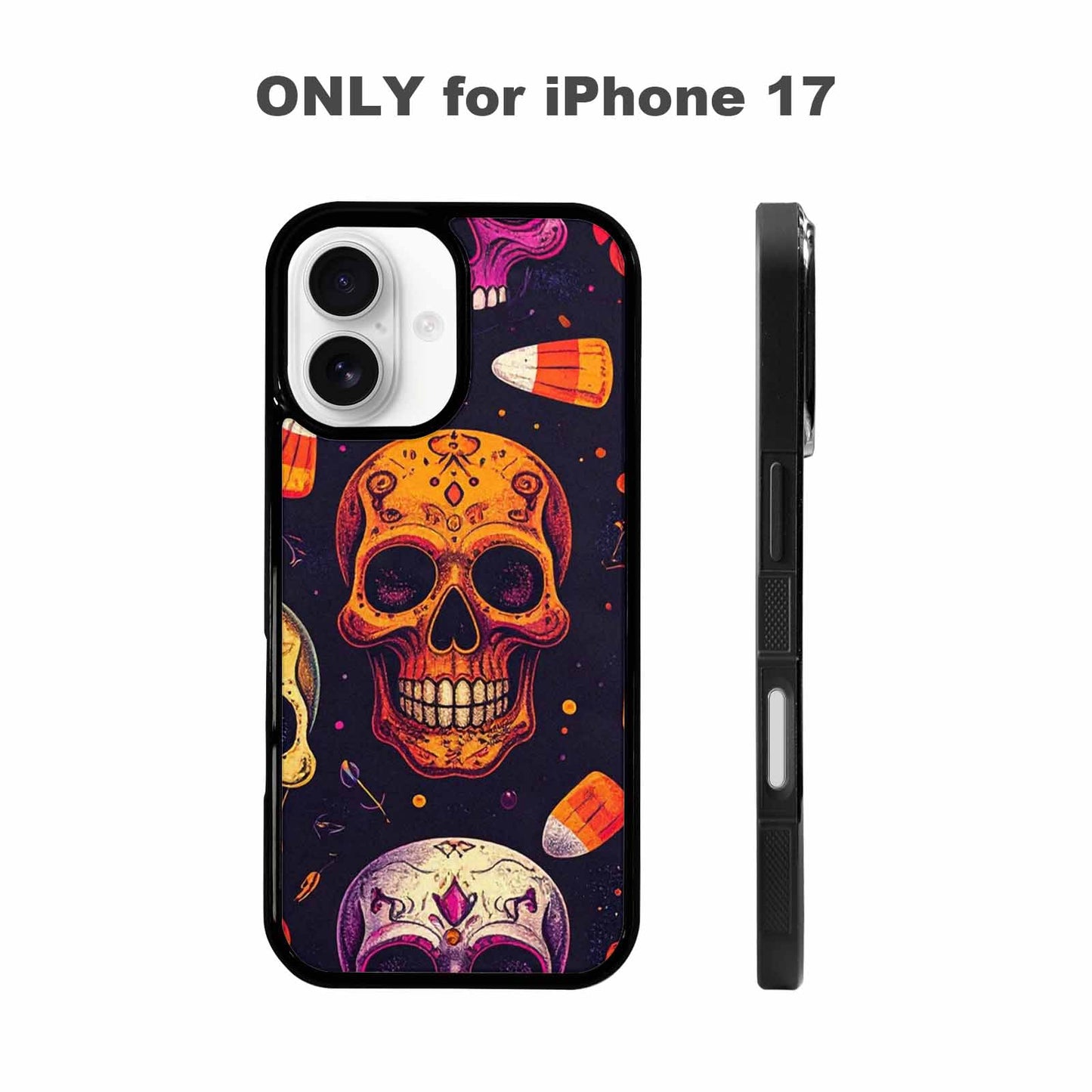 iPhone 17 Case — Halloween Art Print Edge Gothic Skulls, Personalized Phone Case