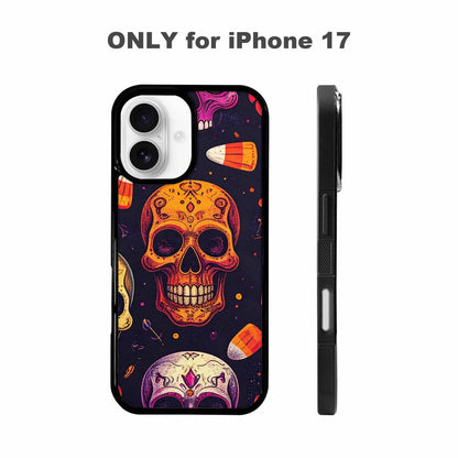 iPhone 17 Case — Halloween Art Print Edge Gothic Skulls, Personalized Phone Case
