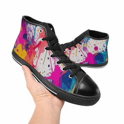 MEN'S Paint Splatter High Top Canvas Cottagecore Custom Sneakers